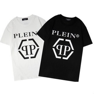 เสื้อยืดแขนสั้นลําลอง ผ้าฝ้าย พิมพ์ลาย Philipp plein แฟชั่นฤดูร้อน สําหรับผู้ชาย และผู้หญิง