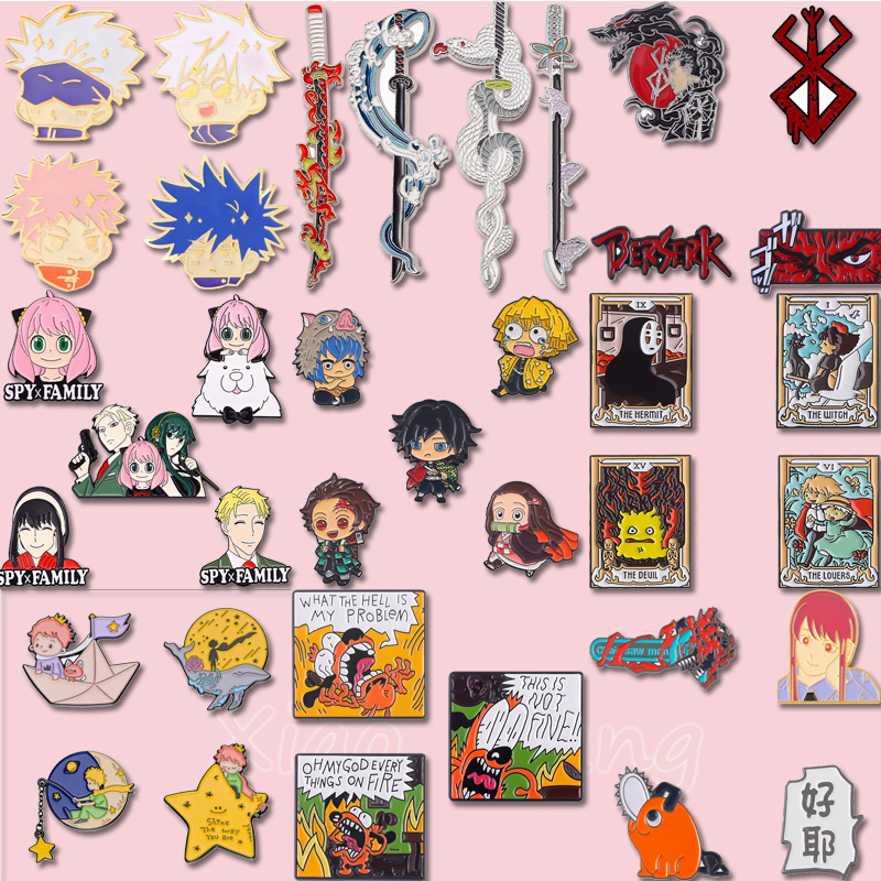 3-5 ชิ้น/เซ็ตอะนิเมะ Genshin Impact เคลือบ Pins ชุดเข็มกลัด Demon Slayer JOJO Bojji Nezuko Totoro เข็มกลัดป้ายการ์ตูนเครื่องประดับสําหรับแฟน