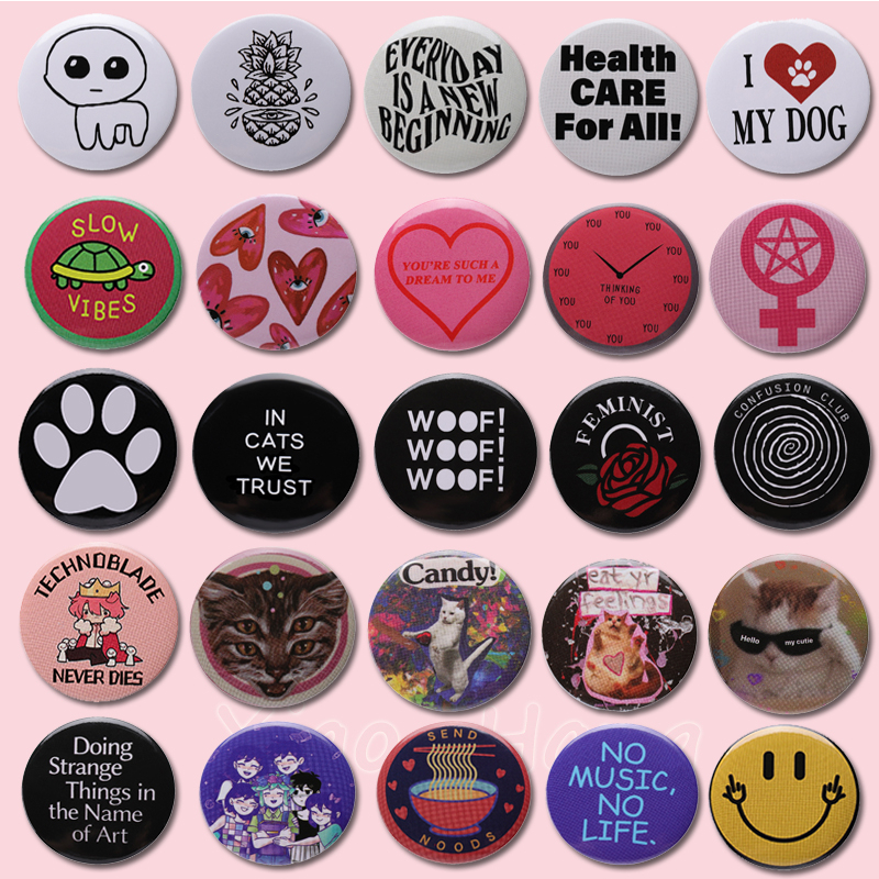 44 มม.Tinplate นุ่มปุ่ม Pin เครื่องประดับการ์ตูนน่ารักแมวเข็มกลัด Creative ข้อความโลหะ Badge Collar สัตว์ Cat Paw Lapel Pins เครื่องประดับของขวัญ