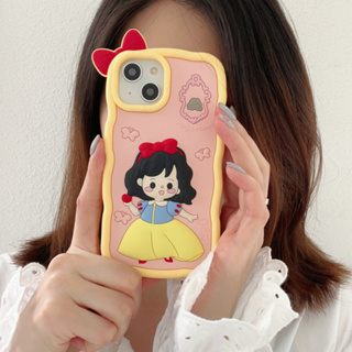 For iPhone 12 12 Promax 13 Promax 14 Promax 11 Liquid Silicone Fall Arrest Cover Cartoon 3D Snow White