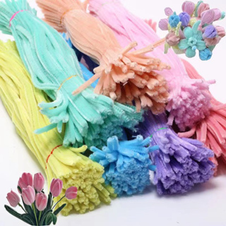 100 ชิ้น Chenille Stems หัตถกรรมท่อทําความสะอาดแท่งเด็กเด็กที่มีสีสันตุ๊กตาของเล่นเพื่อการศึกษาทําด้วยมือ DIY