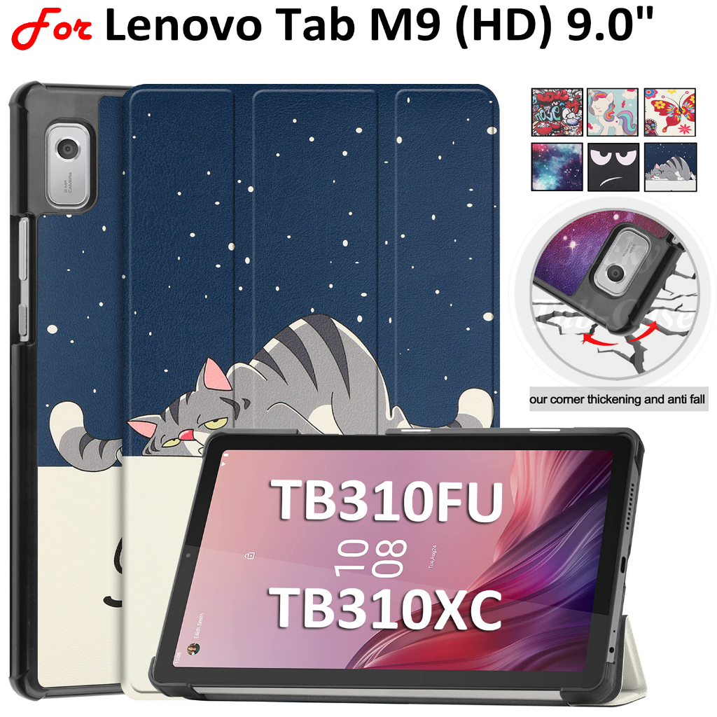 เคสหนัง ฝาพับแม่เหล็ก พร้อมขาตั้ง สําหรับ Lenovo Tab M9 2023 Smart TabM9 WiFi 9.0 นิ้ว TB310FU TB310