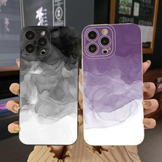 เคสโทรศัพท์มือถือ ขอบสี่เหลี่ยม ไล่โทนสีม่วง สําหรับ Xiaomi Redmi Note 12 4G Pro 5G 9S 9A 12C