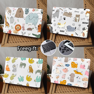 เคสแป้นพิมพ์ ลายสัตว์น่ารัก พร้อมปลั๊กกันฝุ่น สําหรับ Macbook Air13 M1 A2337 A1932 A2179 Retina 13 A1502 Pro13 14 16 นิ้ว M2 A2338 A2779 A2780 Air11 12 นิ้ว A1534