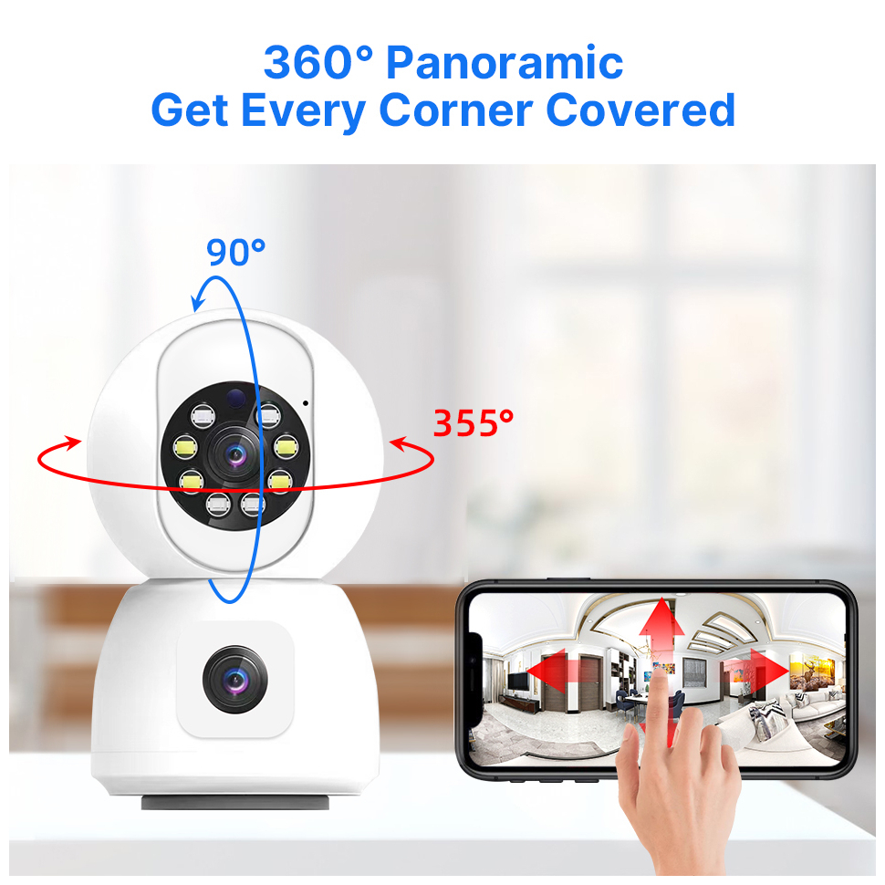 Tuya กล้องวงจรปิด CCTV 4MP เลนส์คู่ WiFi IP มองเห็นที่มืด ตรวจจับมนุษย์ Ai ตรวจจับการเคลื่อนไหวในร่ม บ้าน