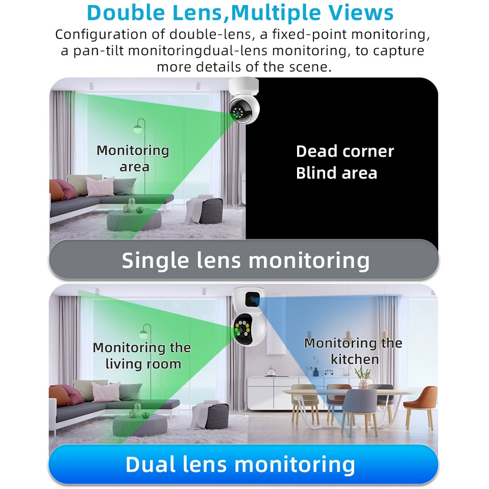 Tuya กล้องวงจรปิด CCTV 4MP เลนส์คู่ WiFi IP มองเห็นที่มืด ตรวจจับมนุษย์ Ai ตรวจจับการเคลื่อนไหวในร่ม บ้าน