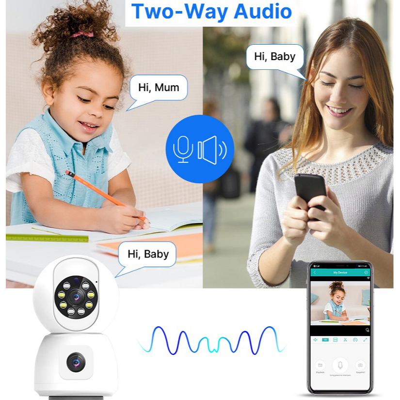 Tuya กล้องวงจรปิด CCTV 4MP เลนส์คู่ WiFi IP มองเห็นที่มืด ตรวจจับมนุษย์ Ai ตรวจจับการเคลื่อนไหวในร่ม บ้าน