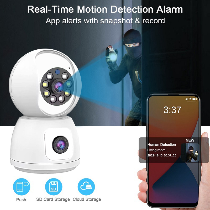 Tuya กล้องวงจรปิด CCTV 4MP เลนส์คู่ WiFi IP มองเห็นที่มืด ตรวจจับมนุษย์ Ai ตรวจจับการเคลื่อนไหวในร่ม บ้าน