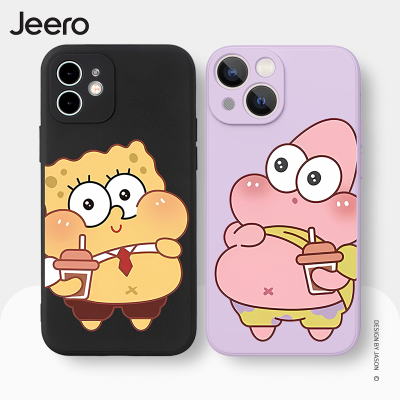 Jeero เคสคู่ เคสไอโฟน คู่รัก กันกระแทกซิลิโคนนุ่มการ์ตูนน่ารักตลก เคสโทรศัพท์ Compatible for iPhone 16 15 14 13 12 11 Pro Max SE 2020 X XR XS 8 7 Plus พลัส HFE2322
