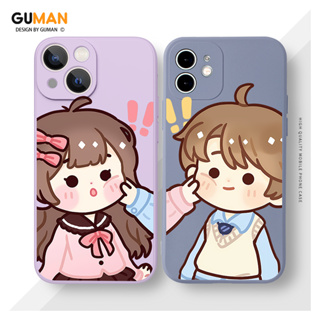 GUMAN เคสคู่ เคสไอโฟน คู่รัก กันกระแทกซิลิโคนนุ่มการ์ตูนน่ารักตลก เคสโทรศัพท์ Compatible for iPhone 15 14 13 12 11 Pro Max SE 2020 X XR XS 8 7 6 6S Plus พลัส XYM1999