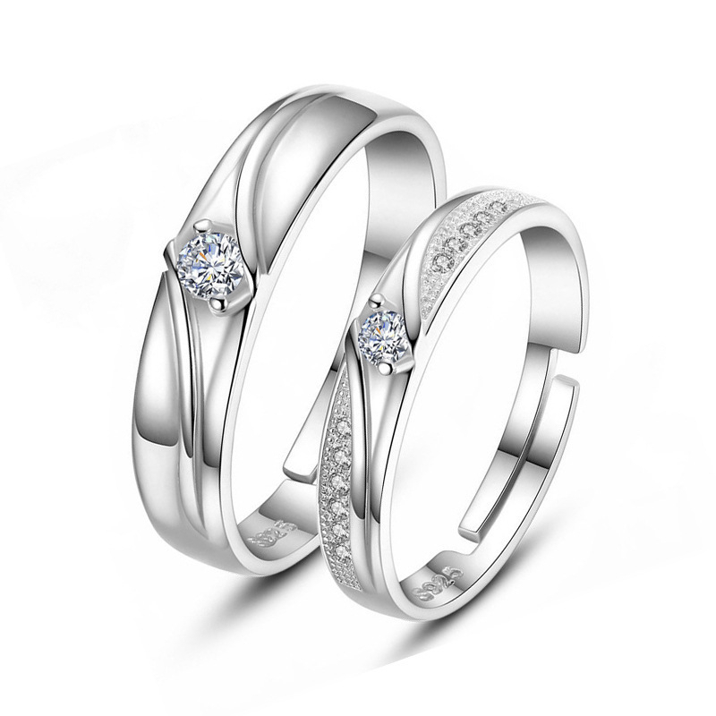 ชุดแหวนคู่รัก ประดับเพทาย ปรับได้ เครื่องประดับแฟชั่น สไตล์มินิมอล ของขวัญวันครบรอบแต่งงาน สําหรับผู้ชาย และผู้หญิง 2 ชิ้น S925 - รูปที่ 3