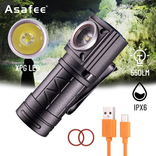 Asafee T201 ไฟหน้า LED 550LM XPG IPX6 รูปตัว L 5 โหมด อเนกประสงค์ กันน้ํา ชาร์จ USB