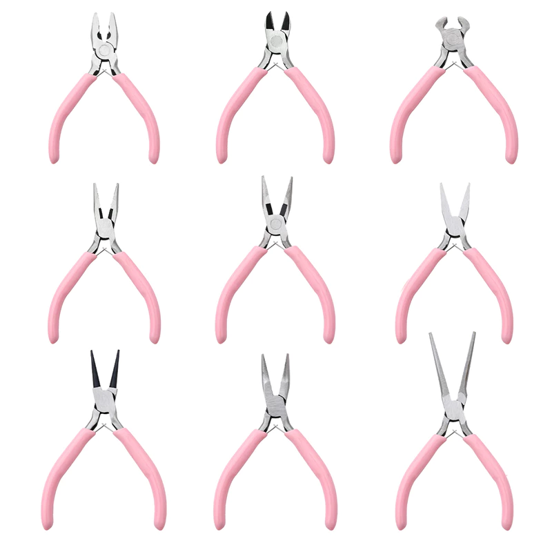 ชุดคีมทำเครื่องประดับด้ามสีชมพูกันลื่น สำหรับงาน DIY อุปกรณ์คราฟท์เครื่องประดับ
