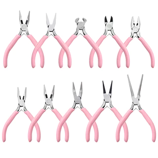 ชุดคีมทำเครื่องประดับด้ามสีชมพูกันลื่น สำหรับงาน DIY อุปกรณ์คราฟท์เครื่องประดับ