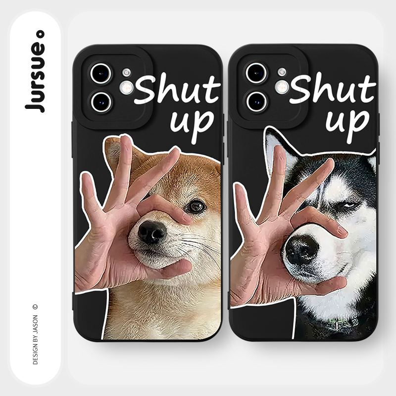 JURSUE เคสคู่ เคสไอโฟน คู่รัก กันกระแทกซิลิโคนนุ่มน่ารักตลก เคสโทรศัพท์ สีดำ Compatible for iPhone 17 16 15 14 13 12 11 Pro Max SE 2020 X XR XS 8 7 Plus พลัส Y3446