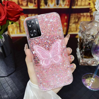 OPPO A57 A77S A96 A76 A95 A74 A94 A54 A93 A53 A9 A5 2020 A3 A12E A5S A7 F11pro เคสโทรศัพท์มือถือ ปักลายผีเสื้อ สําหรับ