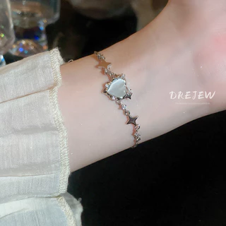 DREJEW สร้อยข้อมือ ประดับเพทาย หินมูนสโตน รูปหัวใจ ดาว หรูหรา แฟชั่น สําหรับผู้หญิง 1