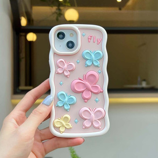 เคสซิลิโคนนิ่ม ลายดอกไม้ ผีเสื้อ 3D กันกระแทก สําหรับ iPhone 13PROMAX 14PROMAX 12PROMAX 11 12 12PRO 13 13PRO 14 14PRO