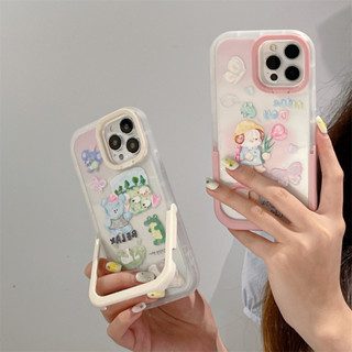 เคสโทรศัพท์มือถือ ลายสัตว์ มีขาตั้งคู่ สําหรับ iPhone 14ProMax 13 iPhone11 12 ProMax