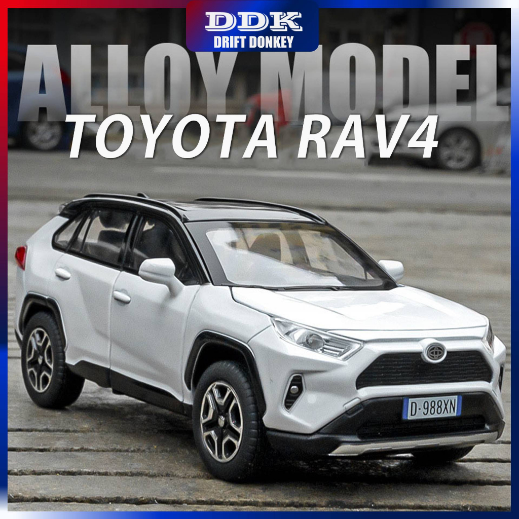 DDK สเกล 1:32 Toyota RAV4 โมเดลรถยนต์ ของเล่น เหล็ก โลหะผสม หล่อตาย มีเสียง พร้อมไฟ ของเล่นสําหรับเด็กผู้ชาย ตัวแต่ง ครอบครัว ของขวัญวันเกิด เปิดได้หลายส่วน แข่งรถเร็ว สปอร์ต
