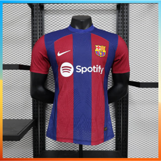 เสื้อกีฬาแขนสั้น ลายทีมชาติฟุตบอล Barcelona 2023 24 ชุดเหย้า คุณภาพสูง