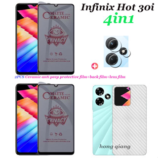 (4 In 1) ฟิล์มเซรามิค ป้องกันรอย และฟิล์มด้านหลัง และเลนส์ สําหรับ Infinix Hot 30 30i 30 Play 20 20play 20s 20 5G 11 Play 2 ชิ้น