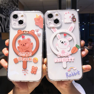 เคสโทรศัพท์มือถือนิ่ม แบบใส ลายการ์ตูนหมี กระต่ายน่ารัก รวมทุกอย่าง สําหรับ iPhone14pro 13 12 pro max 11