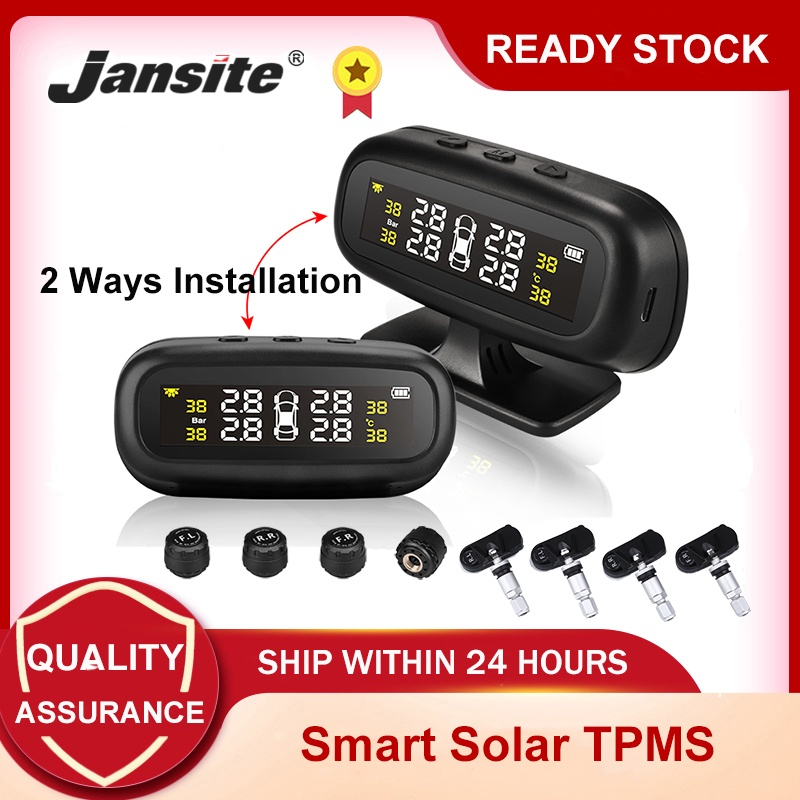 Jansite TPMS ที่วัดลมยางรถ 4ล้อ พลังงานแสงอาทิตย์ วัดลมยางรถยนต์ เกวัดลม เกจวัดแรงดันลม เกจ์วัดลมยาง ตัววัดลมยางรถ