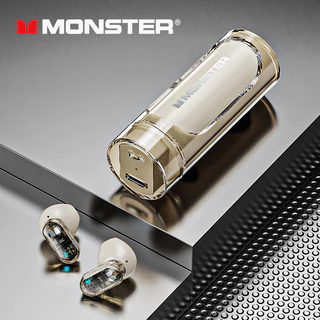 Monster XKT13 หูฟังบลูทูธ HIFI Surround สวมใส่สบายเปลือกโปร่งใสขนาดเล็กแบบพกพาบลูทูธ 5.3