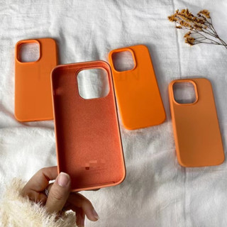 เคสโทรศัพท์มือถือ ซิลิโคน กันกระแทก สีส้ม สําหรับ iPhone 11 12 13 14pro max 14plus