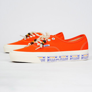 Vans ของแท้ 44 DX Vitality Orange Beaded Shoelace Letter Label Print Strip รองเท้าผ้าใบลําลอง ขนาดเล็ก สีส้ม เหมาะกับฤดูใบไม้ผลิ ฤดูร้อน