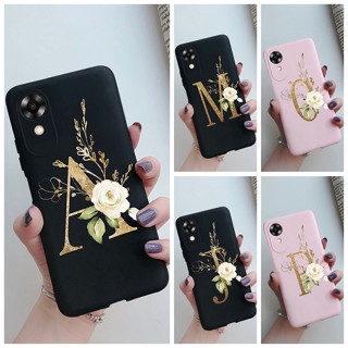 เคสโทรศัพท์มือถือแบบนิ่ม ผิวด้าน ลายตัวอักษรน่ารัก สีดํา สําหรับ OPPO A17k A17k A 17 17k