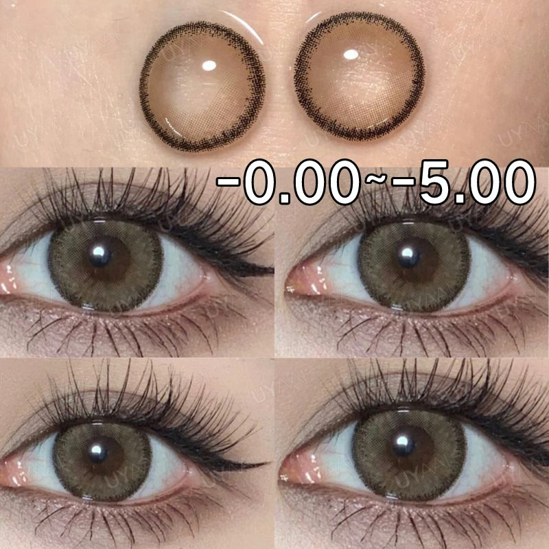 {เกรด -0.00~-5.00} Uyaai คอนแทคเลนส์สายตาสั้น สีน้ําตาล 2 ชิ้น/คู่