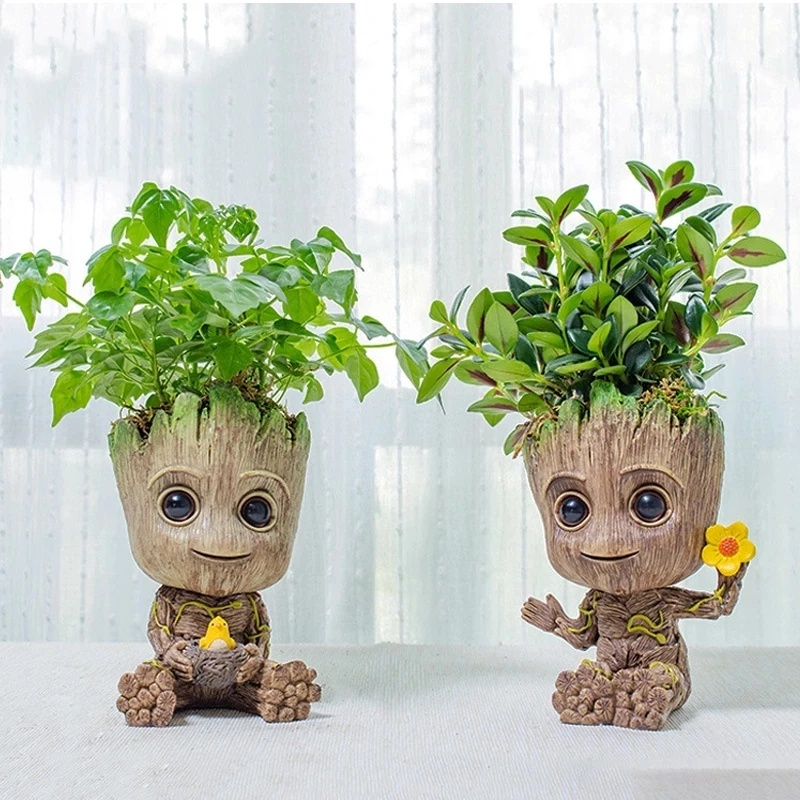 กระถางดอกไม้น่ารักต้นไม้ของเล่น Groot กระถางดอกไม้อุปกรณ์ทําสวนที่บ้าน Groot สําหรับเด็กทารกเดสก์ท็อ