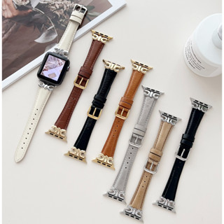 สายนาฬิกาข้อมือหนัง หรูหรา สําหรับสมาร์ทวอทช์ Watch Strap Series 8 สายแอปเปิ้ลวอช Series7 6 5 4 3 2 1 SE SE2 Ultra Strap Size 49 มม. 41 มม. 45 มม. 38 40 มม. 42 มม. 44 มม. 49 มม. สายแอปเปิ้ลวอช 8