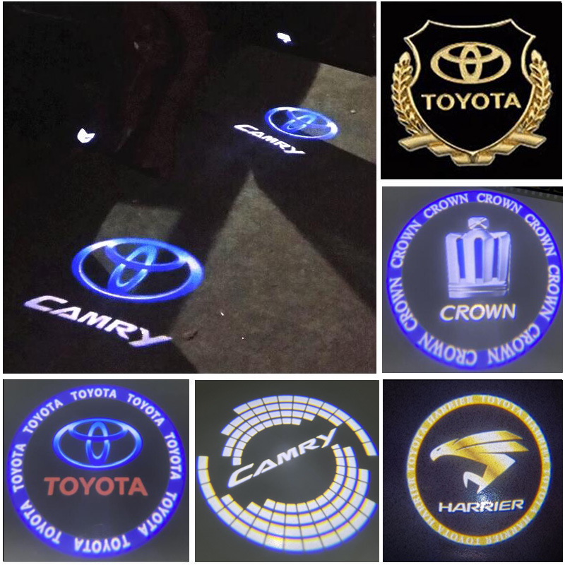 โคมไฟโปรเจคเตอร์ LED รูปโลโก้ผี สําหรับ Toyota Camry Prius Yaris Vios Fortuner Estima Corolla Harrier Crown Vellfire Alphard TRD 2 ชิ้น