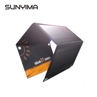 SUNYIMA Solar Panel 5V 21W Foldable Solar Charger Waterproof Solar Cell Sun Power Charge Dual USB Ports For Battery Cell Phone Chargers Portable Solar Cell