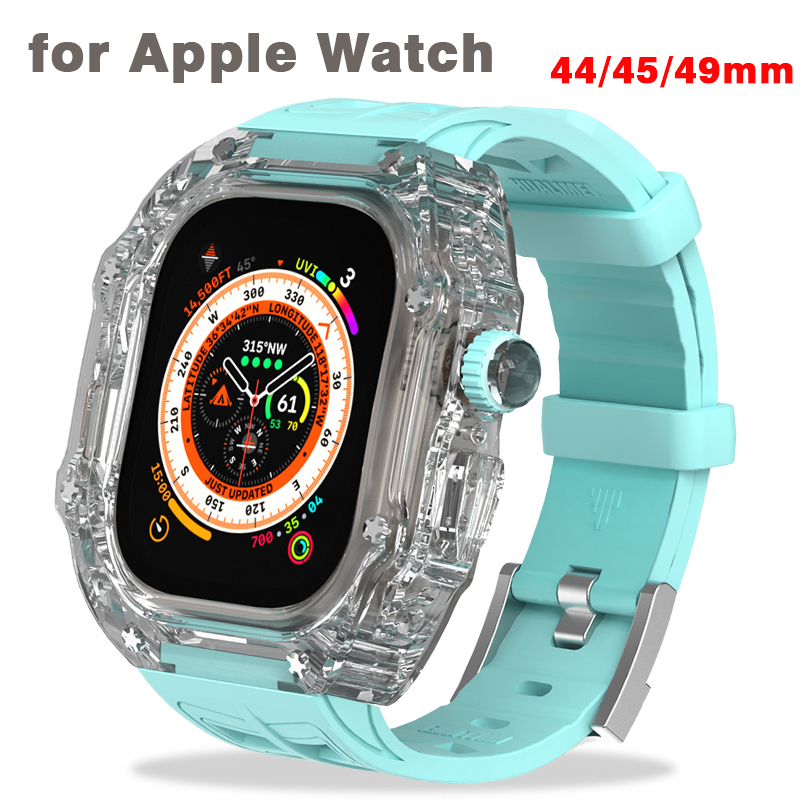 สายนาฬิกาข้อมือยาง แบบใส ดัดแปลง สําหรับ Apple Watch Ultra 8 7 6 SE 5 4 iwatch Series 49 มม. 45 มม. 44 มม.