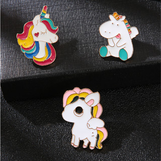 เข็มกลัด โลหะผสม ลายการ์ตูนยูนิคอร์น Asuka Deer น่ารัก สีสันสดใส