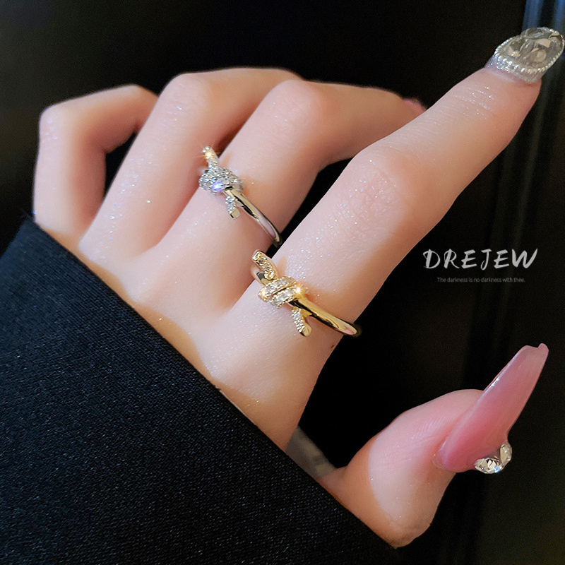 DREJEW แหวนโลหะ ฝังเพทาย แบบเปิด หรูหรา เครื่องประดับ สําหรับผู้หญิง