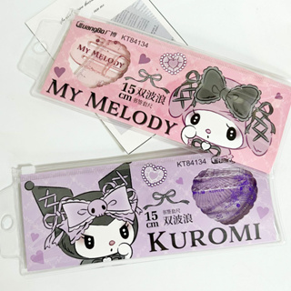 ไม้บรรทัด ทรงสามเหลี่ยม ลาย Sanrio Kuromi Melody สําหรับวาดภาพ เครื่องเขียนนักเรียน จํานวน สี่ชิ้น