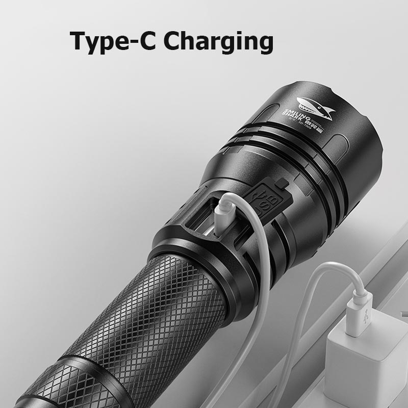 Smiling Shark SD7009 ไฟฉาย M80 10000 Lumens ซูมได้ กันน้ํา ชาร์จ USB สําหรับตั้งแคมป์ เดินป่า ล่าสัตว์ — صورة 6
