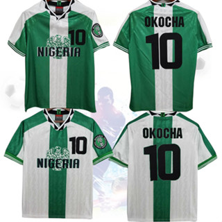 เสื้อกีฬาแขนสั้น ลายทีมชาติฟุตบอล Nigeria Home Away Kanu Okocha 1996 96 ชุดเยือน สไตล์เรโทร