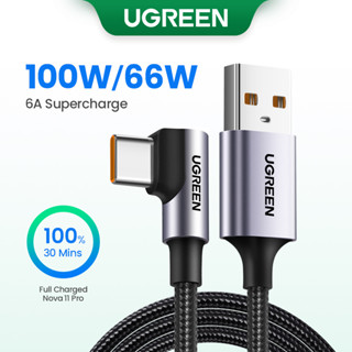 Ugreen สายชาร์จ USB Type C ไนล่อน 90 องศา สําหรับ Huawei Xiaomi Mi 8 Samsung Galaxy S9 Plus