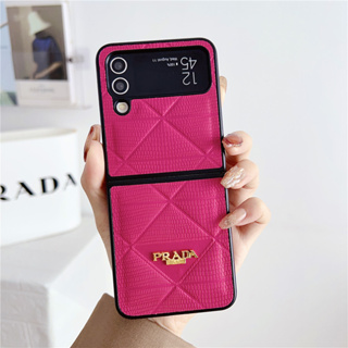 เคสโทรศัพท์หนัง ฝาพับ ทรงสามเหลี่ยม ลายนูน 3D หรูหรา สําหรับ Samsung Galaxy Z Flip 5 Z Flip 4 Z Flip3 5G Z Flip5