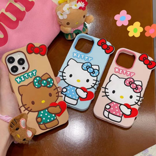 เคสโทรศัพท์มือถือ ซิลิโคนนิ่ม ลายเฮลโลคิตตี้ ประดับโบว์ รวมทุกอย่าง สําหรับ iPhone14 13 12 11 Pro MAX