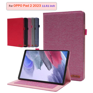 For OPPO Pad 2 2023 11.61 inch OPPOPad 2023 Fashionable Denim Style PU Leather Tablet Case Stand Card Slots