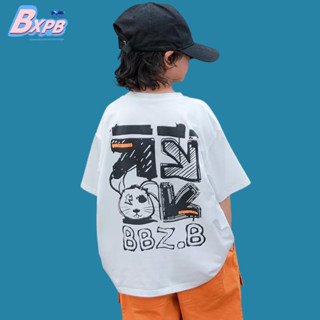 Bxpb- เสื้อยืดแขนสั้น ผ้าฝ้าย พิมพ์ลาย ทรงหลวม คุณภาพสูง สไตล์เกาหลี แฟชั่นฤดูร้อน สําหรับเด็ก 100-170