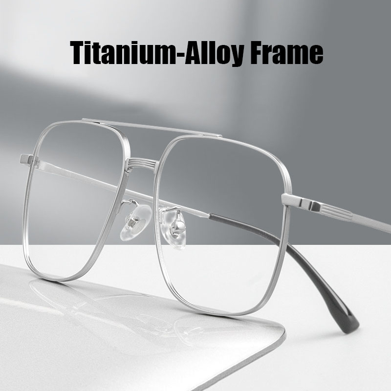 แฟชั่น Double Beam Pilot แว่นตา Retro ขนาดใหญ่ไทเทเนียมกรอบแว่นตาสําหรับผู้ชายและผู้หญิง T830T