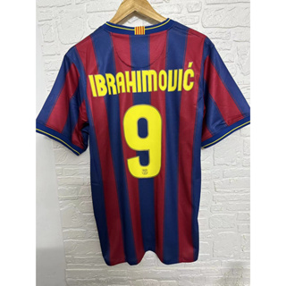 เสื้อกีฬาแขนสั้น ลายทีมชาติฟุตบอล Barcelona MESSI IBRAHIMOVIC 09-10 ชุดเหย้า คุณภาพสูง สไตล์เรโทร